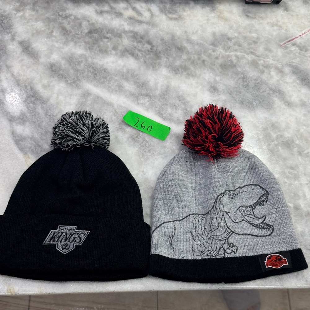 Black and Gray Pom-Pom Beanies